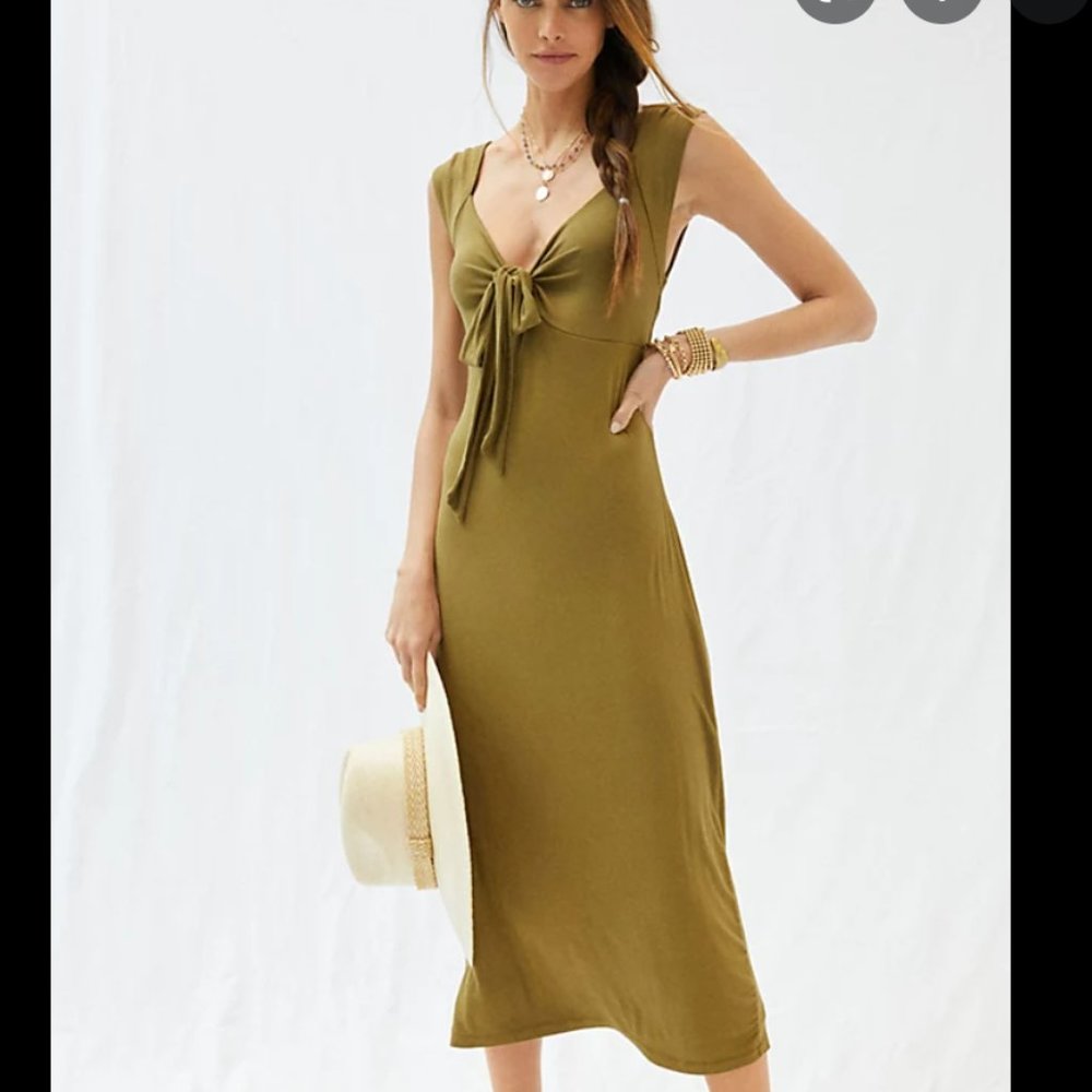 NWT Anthropologie Tie Front Midi Dress